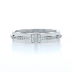 Tiffany & Co. T Narrow Diamond Band - White Gold 18k Round Brilliant .13ctw Ring