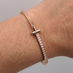 Tiffany & Co. T Narrow Pavé Diamond Rose Gold Bangle Bracelet