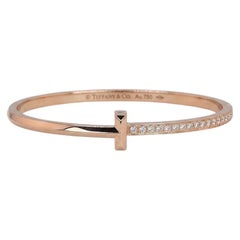 Tiffany & Co. T Narrow Pavé Diamond Rose Gold Bangle Bracelet