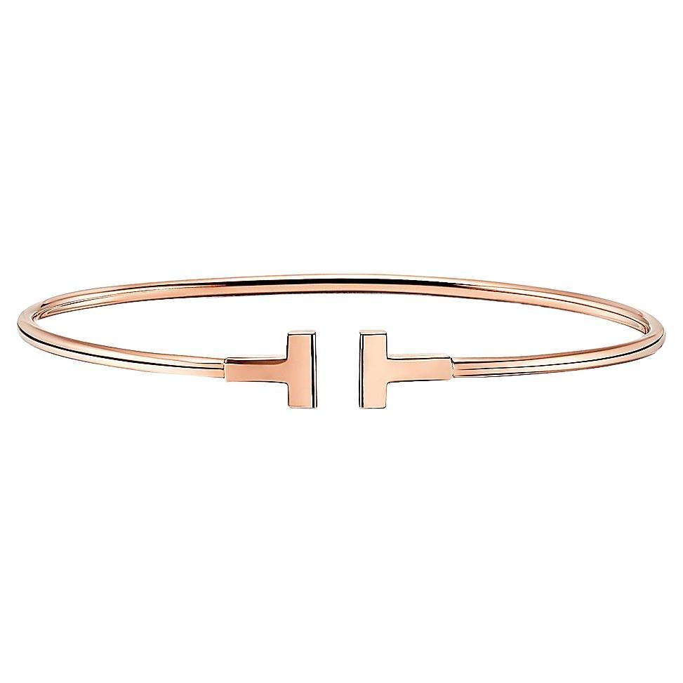 Tiffany and Co. T Narrow Wire Rose Gold Bracelet For Sale at 1stDibs |  tiffany wire t bracelet, tiffany narrow wire bracelet