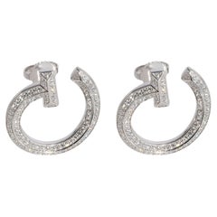 Tiffany & Co. T Open Hoop Diamond Earrings in 18k White Gold 0.48 CTW