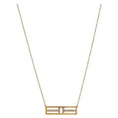 Tiffany & Co. T Open Horizontal Bar Pendant Necklace 18K Yellow Gold