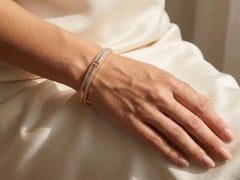Tiffany & Co. T Pavé Diamond Hinged Bangle 18K Rose Gold Medium Bracelet