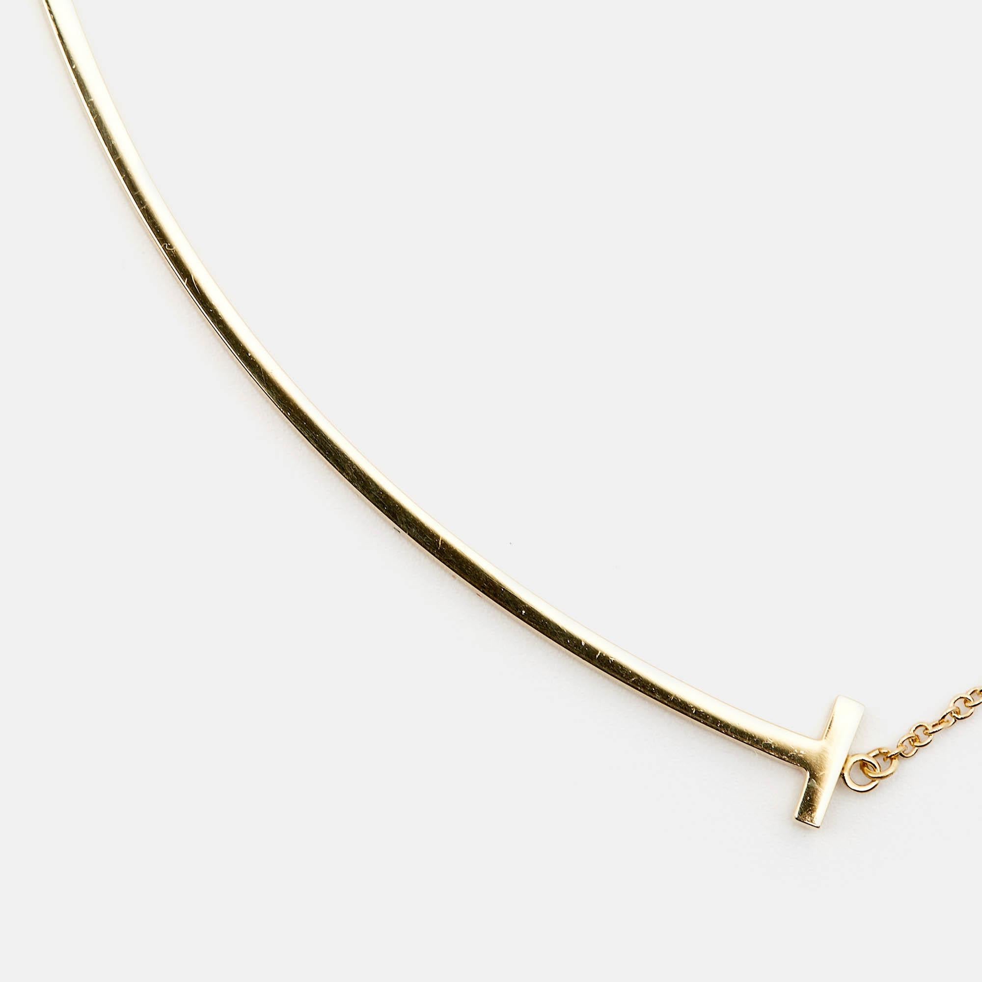 Women's Tiffany & Co. T Smile 18k Yellow Gold Extra Large Pendant Necklace For Sale