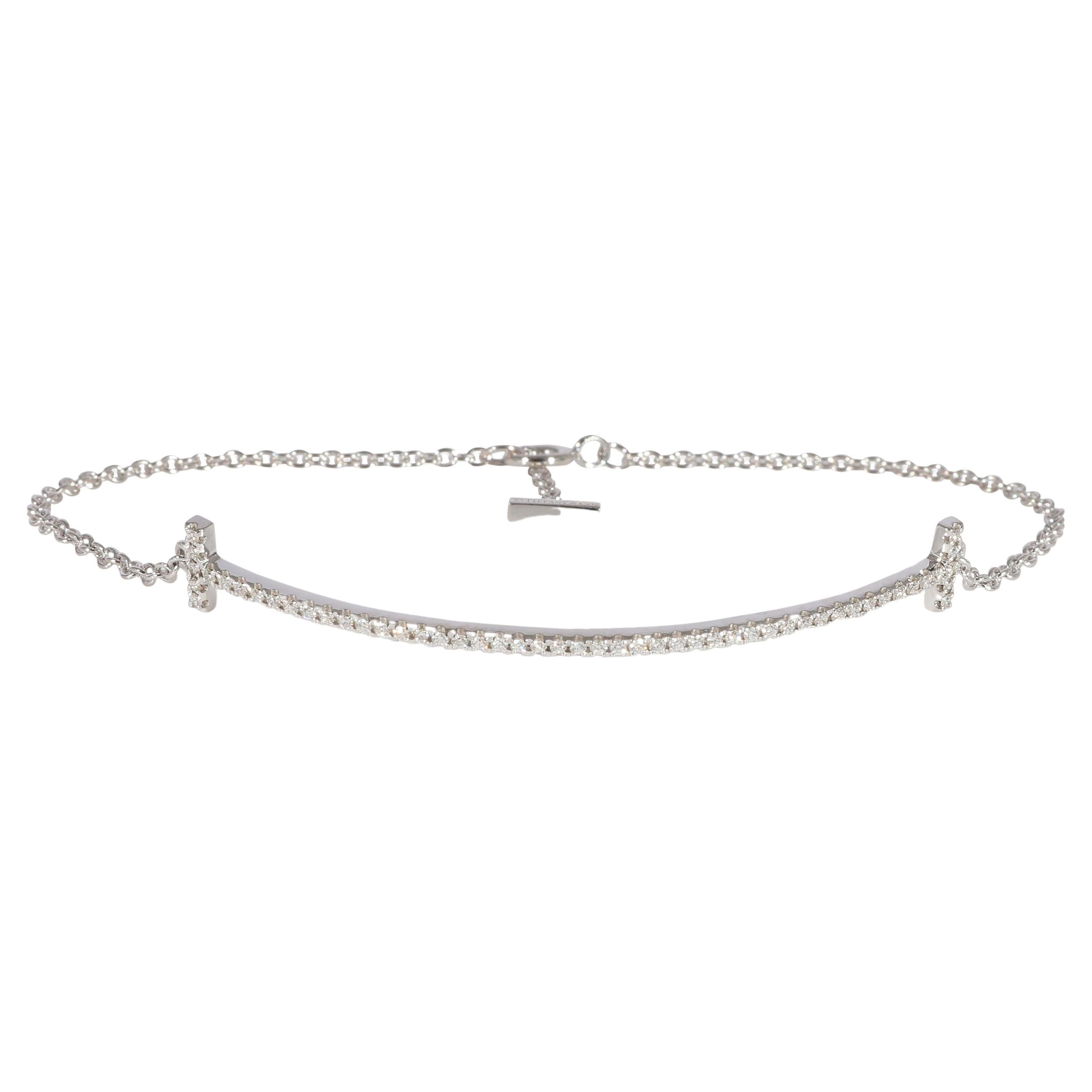 Tiffany & Co. T Smile Bracelet in 18k White Gold 0.12 CTW