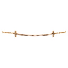 Tiffany & Co. T Smile Chain Bracelet 18K Rose Gold with Diamonds Medium