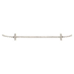 Tiffany & Co. T Smile Chain Bracelet 18K White Gold with Diamonds Medium