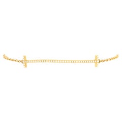 Tiffany & Co. T Smile Chain Bracelet 18K Yellow Gold with Diamonds Medium
