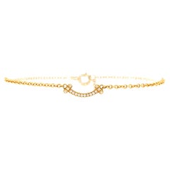 Tiffany & Co. T Smile Chain Bracelet 18k Yellow Gold with Diamonds Mini