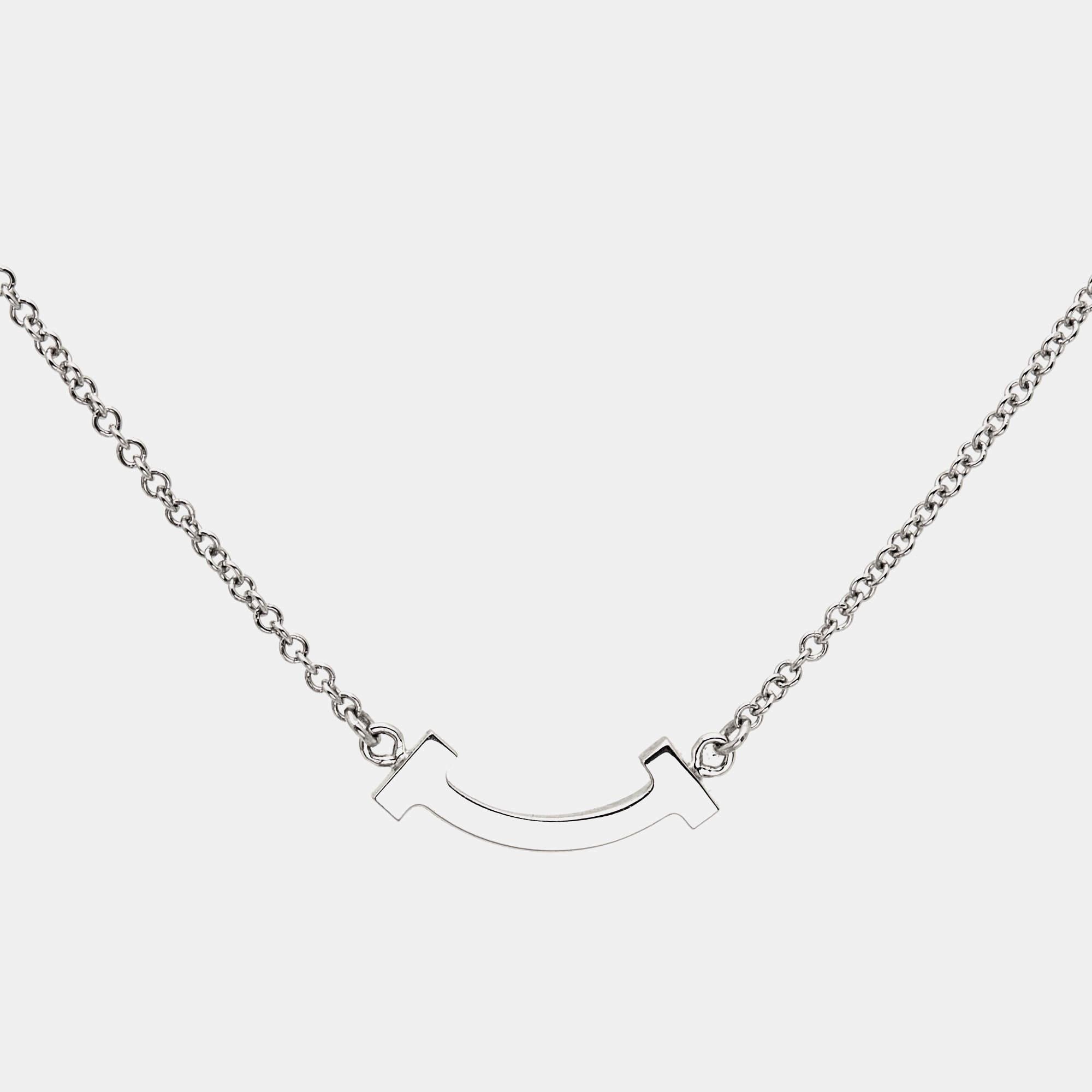 Tiffany & Co. T Smile Diamonds 18k White Gold Necklace 1