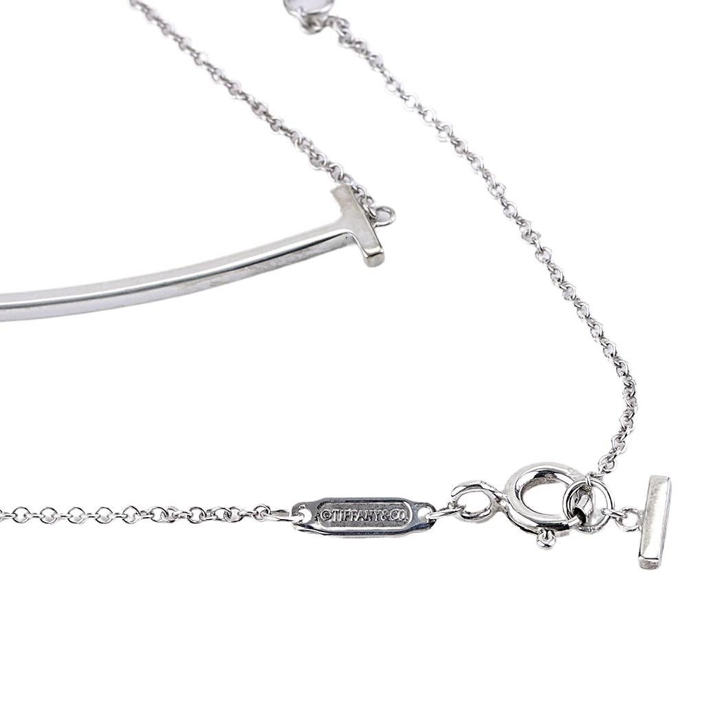 Tiffany & Co. T Smile Halskette Small in 18k Weißgold Verstellbar 16' - 18' 4