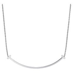 Tiffany & Co. T Smile Necklace Small in 18k White Gold Adjustable 16' - 18'