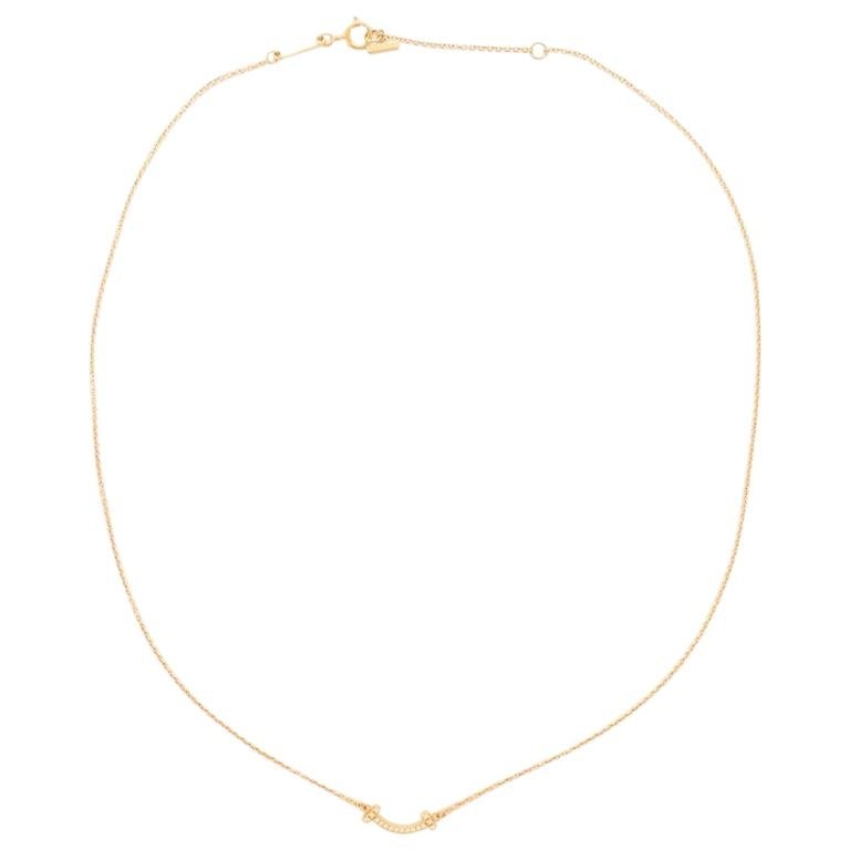 Tiffany & Co. T Smile Pendant 18 Karat Rose Gold with Diamonds Mini Necklace