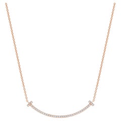 Tiffany & co T Smile Pendant in Rose Gold with Diamonds