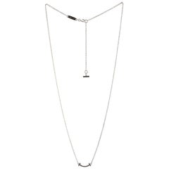Tiffany & Co. T Smile Pendant Necklace 18 Karat White Gold with Diamonds Mini