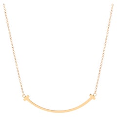 Tiffany & Co. T Smile Pendant Necklace 18K Rose Gold Small