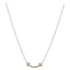 Tiffany & Co. T Smile Pendant Necklace 18K Rose Gold with Diamonds Mini