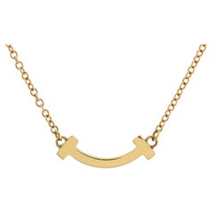 Tiffany & Co. T Smile Pendant Necklace 18K Yellow Gold Mini