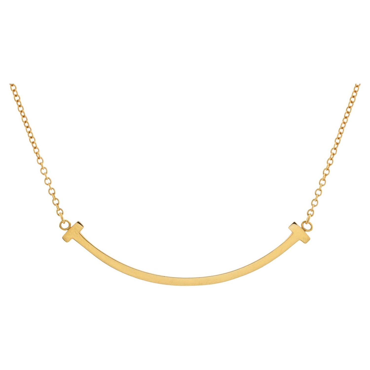 Tiffany T Smile Pendant in Yellow Gold with Diamonds, Small