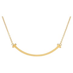 Tiffany & Co. T Smile Pendant Necklace 18K Yellow Gold Small