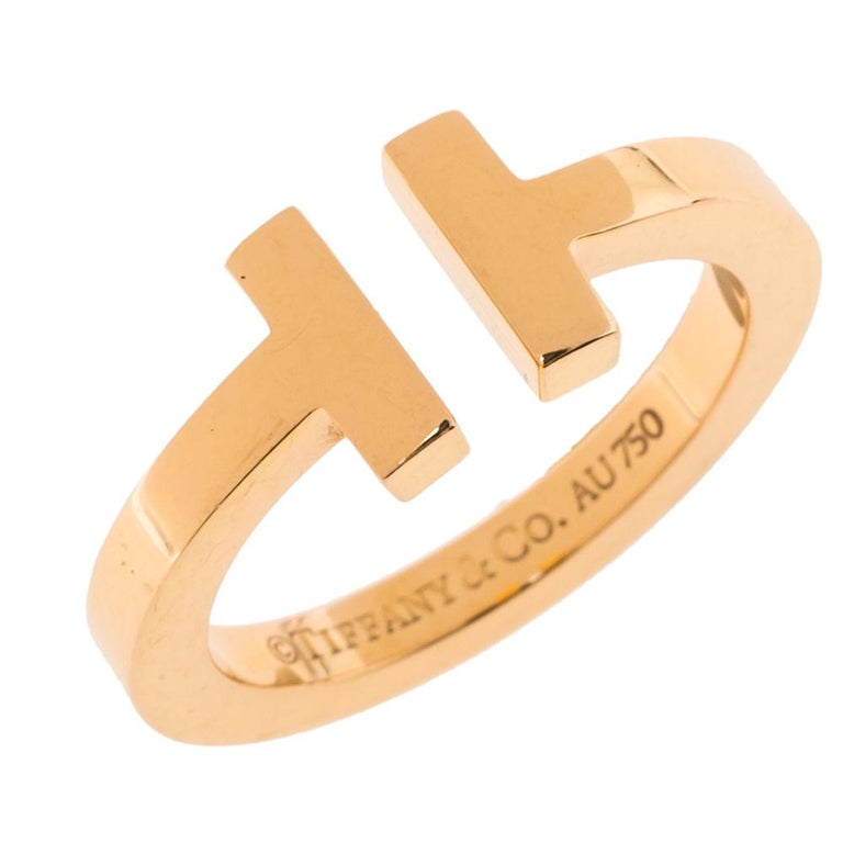 Tiffany and Co. T Square 18K Rose Gold Ring 55 at 1stDibs tiffany 1837 ring