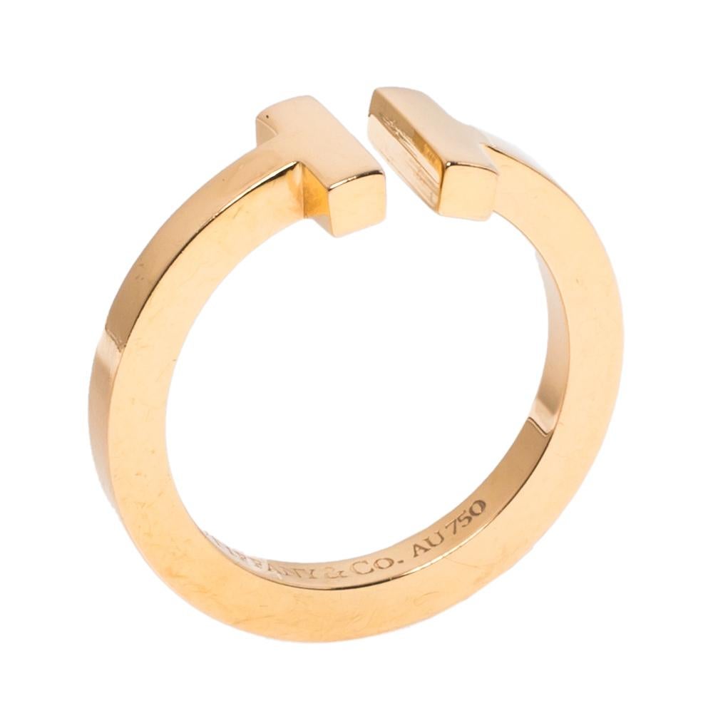 Tiffany & Co. T Square 18K Rose Gold Ring 55 In Good Condition In Dubai, Al Qouz 2