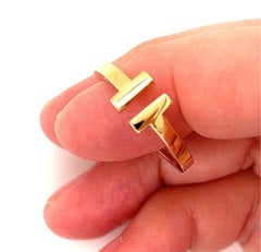 Tiffany & Co. T Square 18k Yellow Gold Band Ring Size 8.5