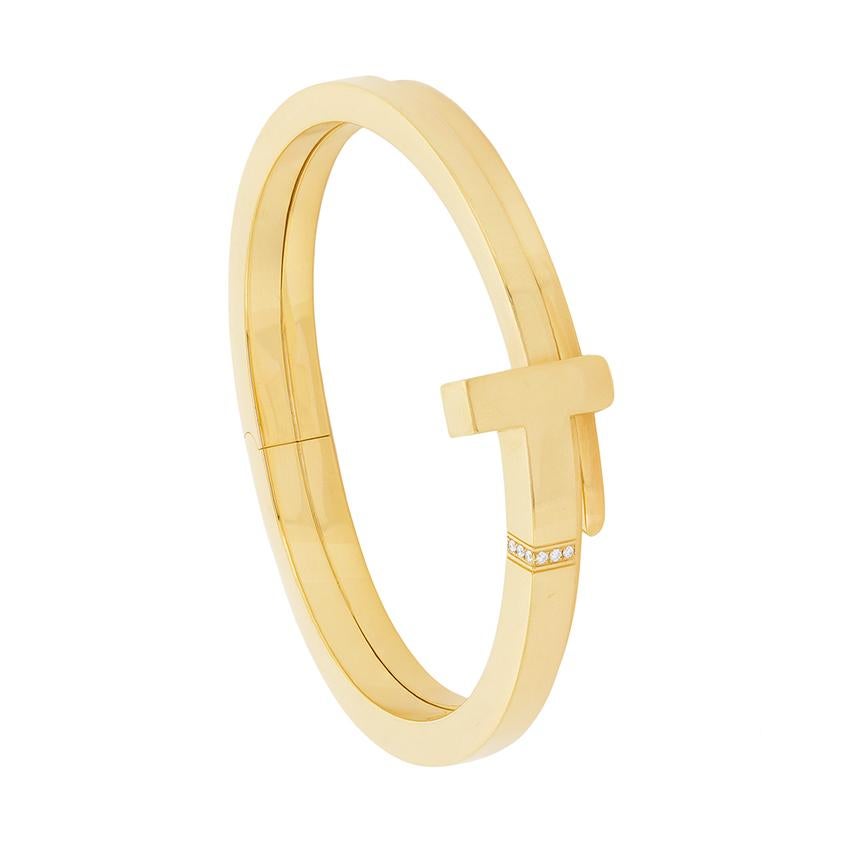 Tiffany and Co. 'T' Square Bangle with Diamonds at 1stDibs