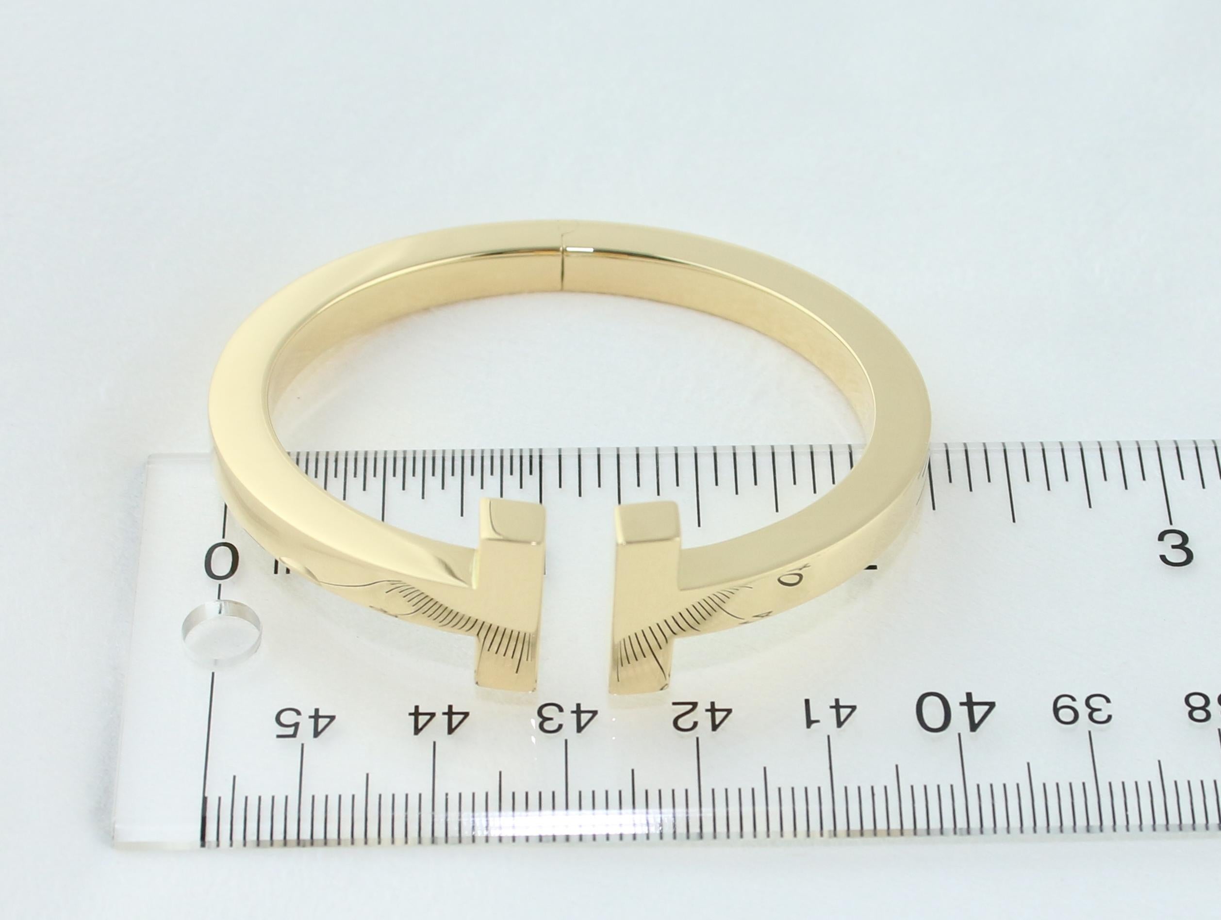Tiffany & Co. T Square Bracelet Yellow Gold Bangle In Excellent Condition In New York, NY