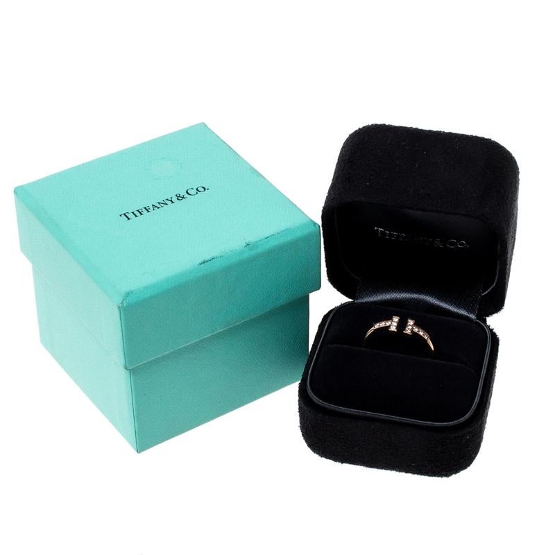 Tiffany & Co. T Square Diamond 18K Rose Gold Open Ring Size 52.5 1