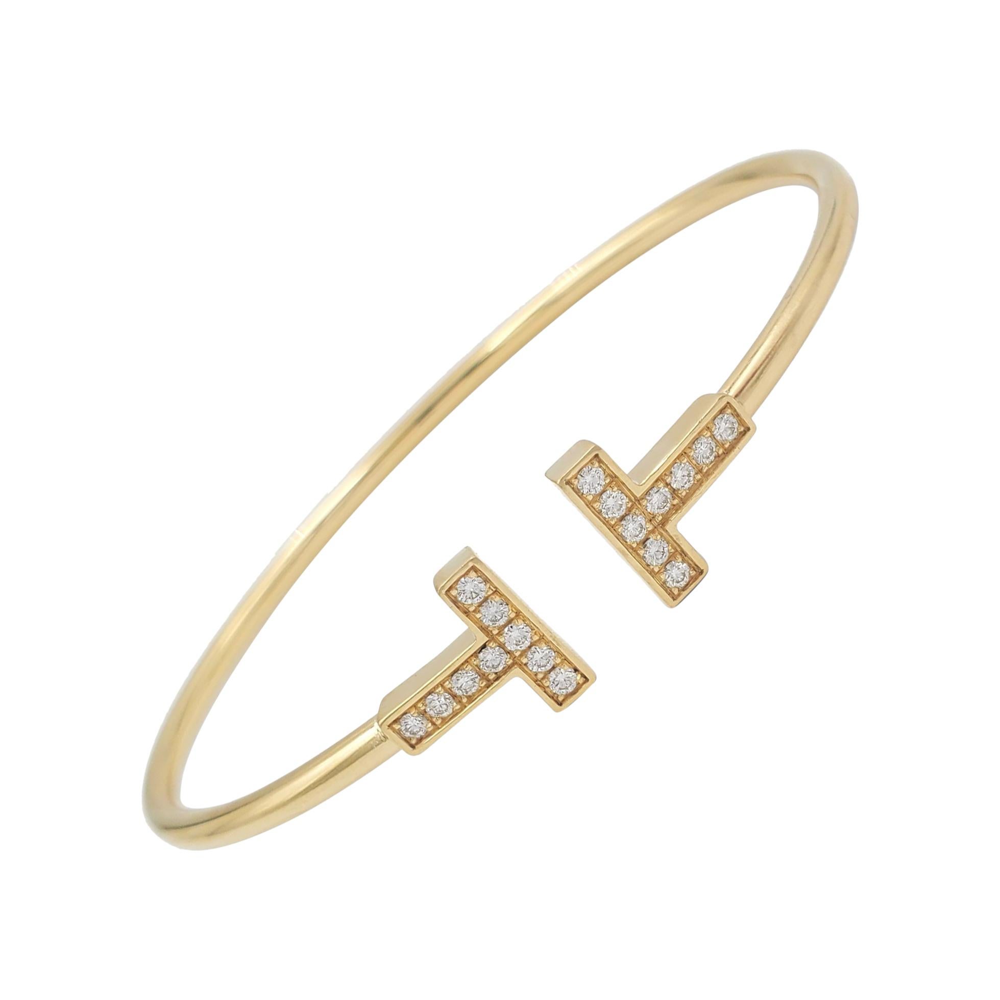 Tiffany & Co. T Square Gold Diamond Bracelet