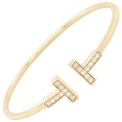 Tiffany & Co. T-Square Gold Diamond Wire Bracelet