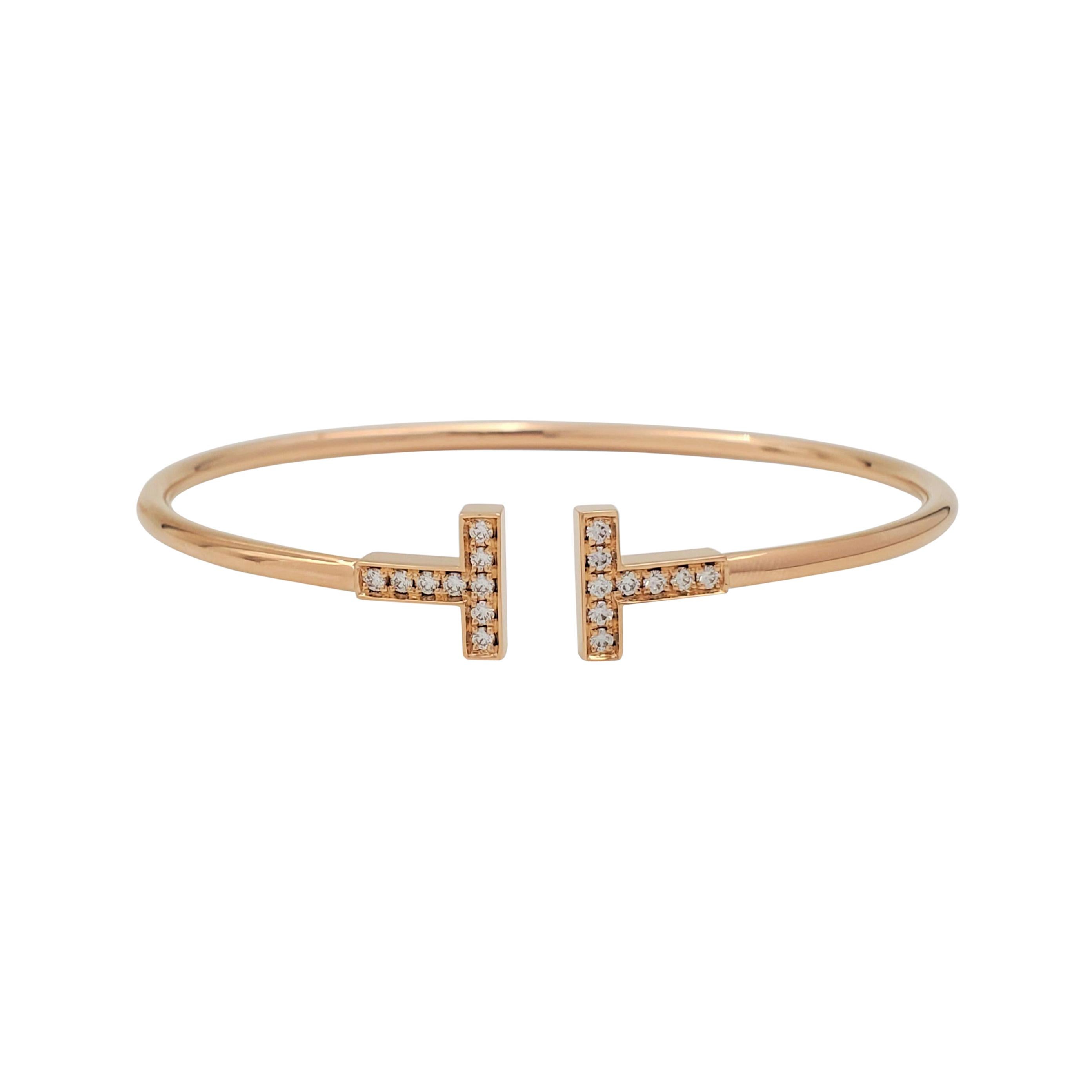 Tiffany & Co. 'T Square' Rose Gold and Diamond Bracelet