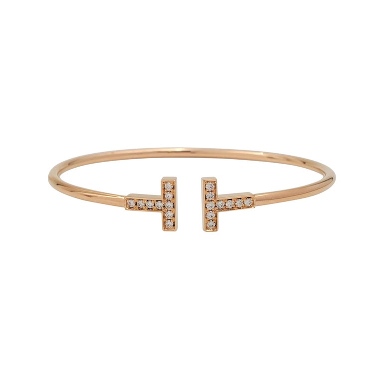 Tiffany and Co. 'T Square' Rose Gold and Diamond Bracelet at 1stDibs