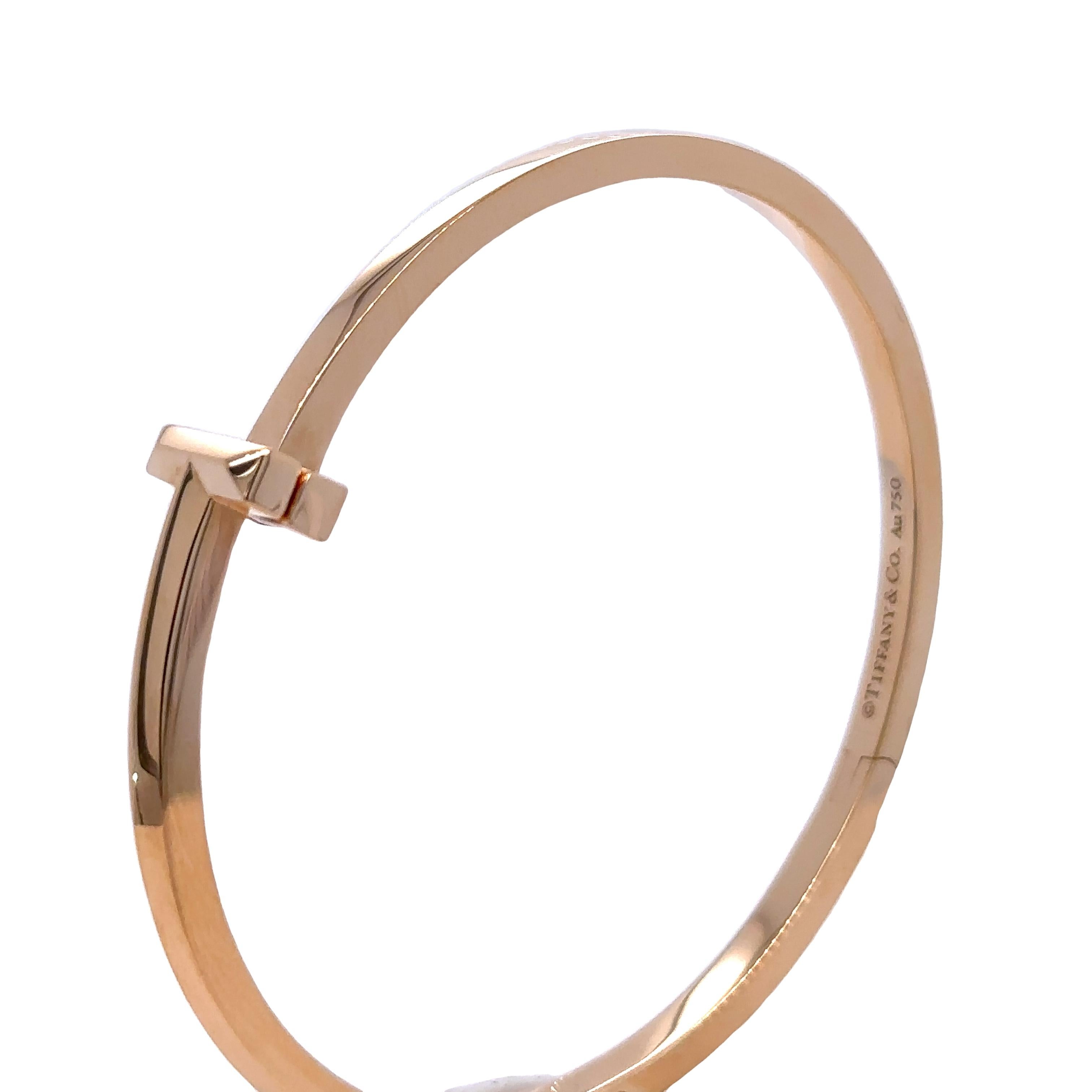 Women's Tiffany & Co T T1 Hinged Bangle in Rose Gold