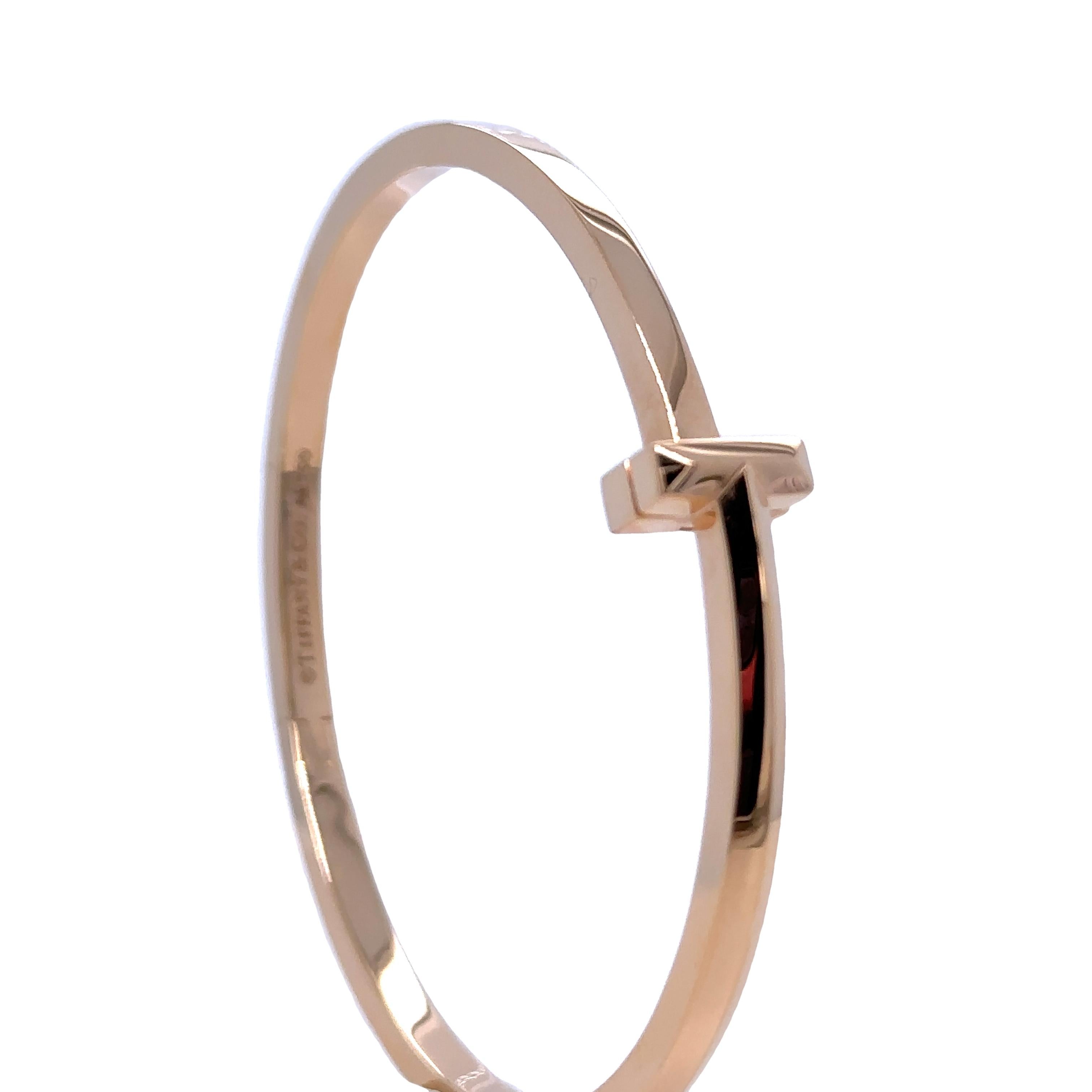 Tiffany & Co T T1 Hinged Bangle in Rose Gold 1