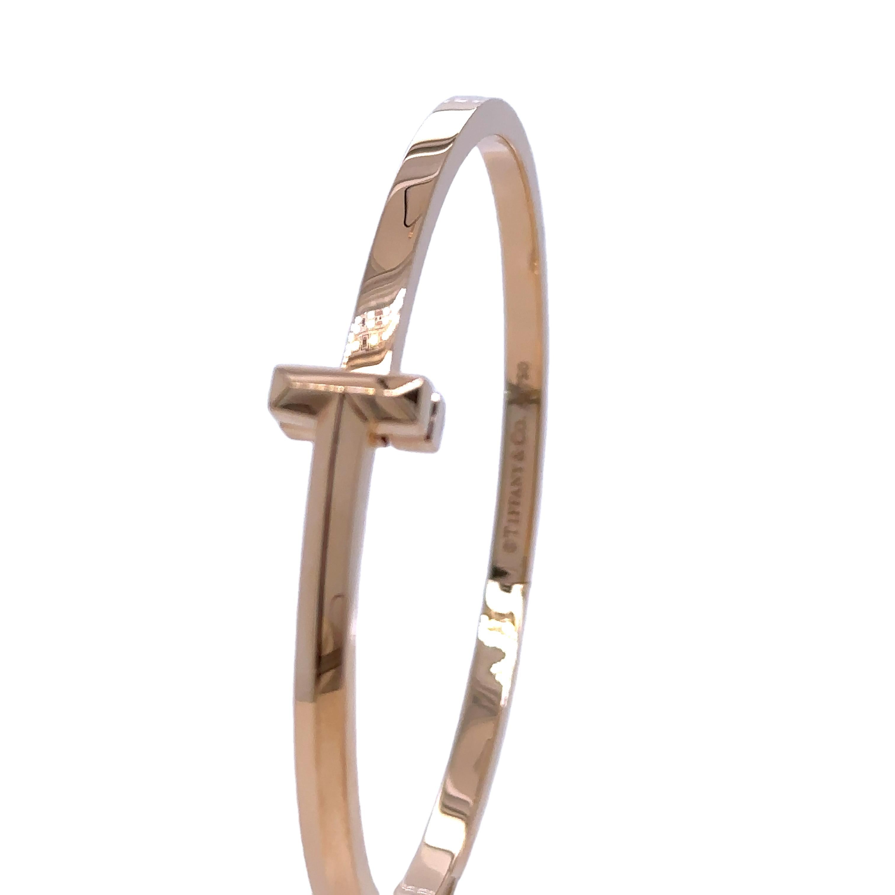 Tiffany & Co T T1 Hinged Bangle in Rose Gold 2