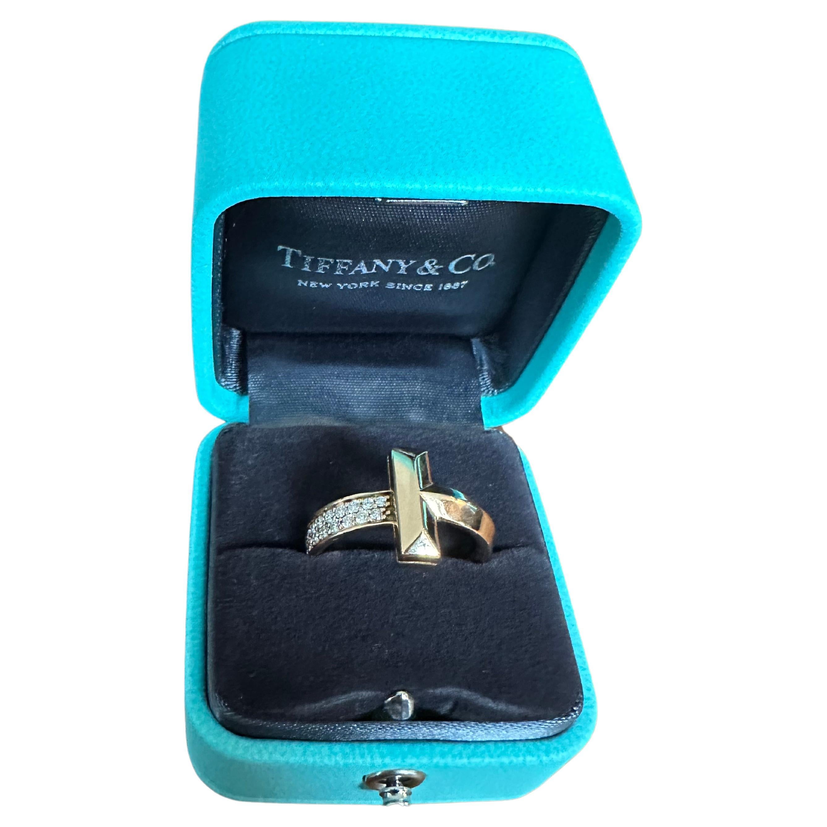 Tiffany Co T T1 ring with diamonds in 18k rose gold 