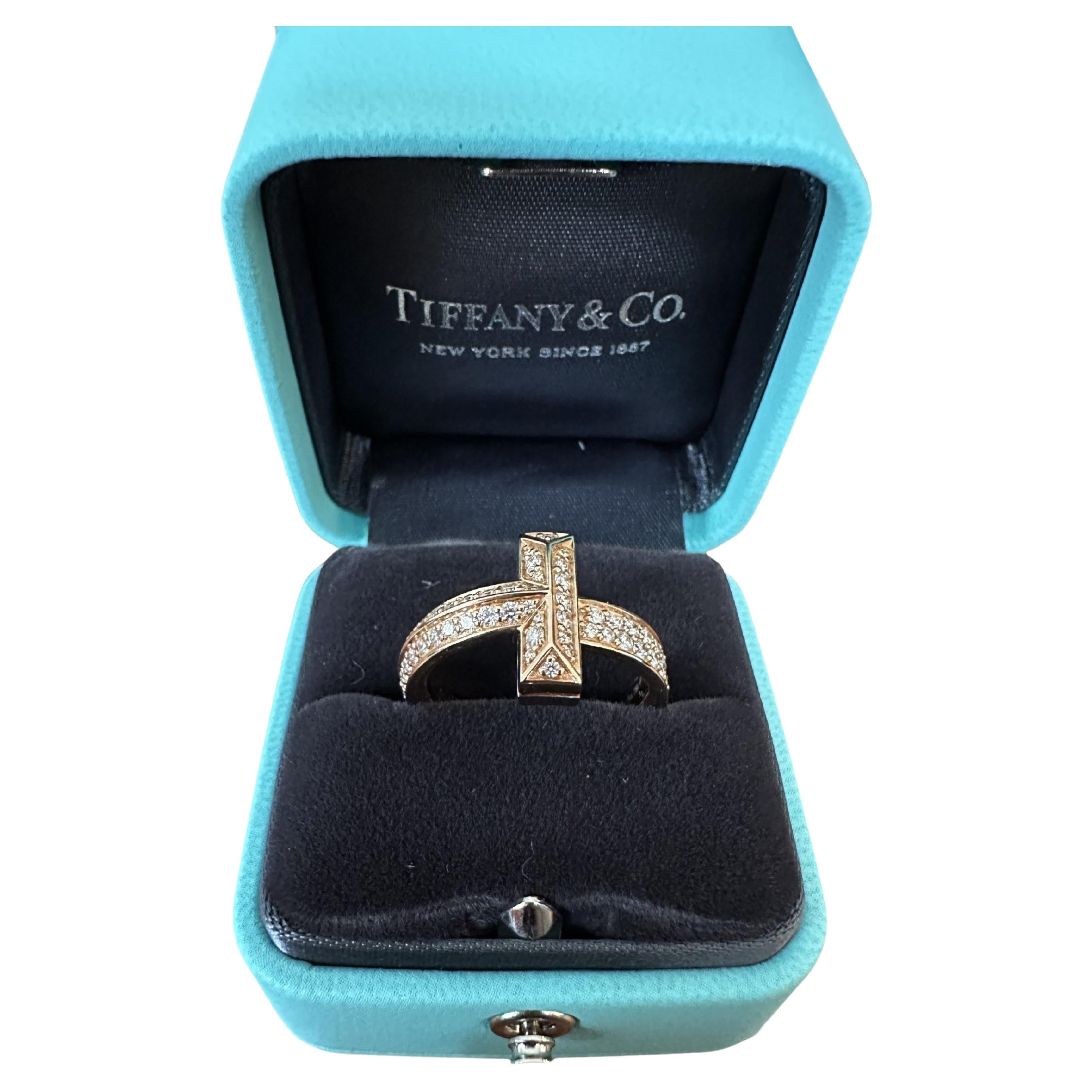 Tiffany Co T T1 ring with diamonds rose 18k gold 