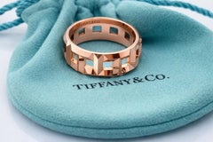 Tiffany & Co T TRUE 18K Rose Gold Band Ring 8 MM Wide Size 9