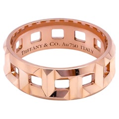 Tiffany & Co T TRUE 18K Rose Gold Band Ring 8 MM Wide Size 9