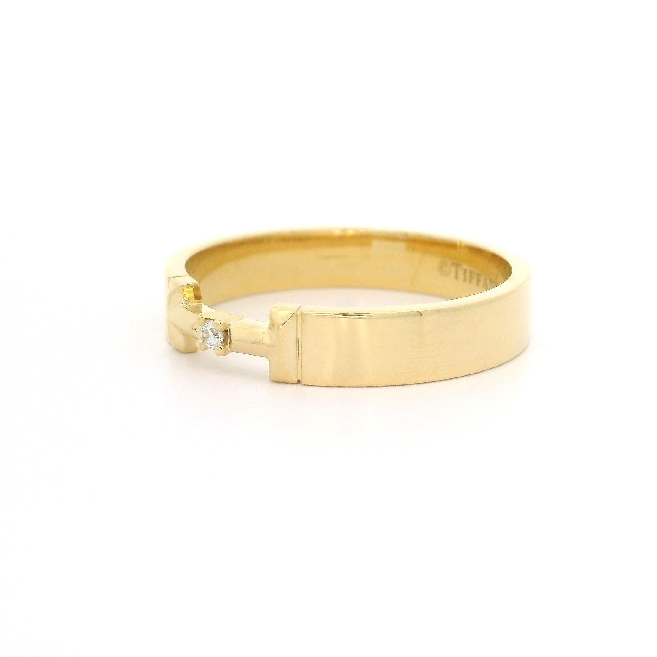 Tiffany & Co. T True Link 18k Yellow Gold Diamond Band Ring 2