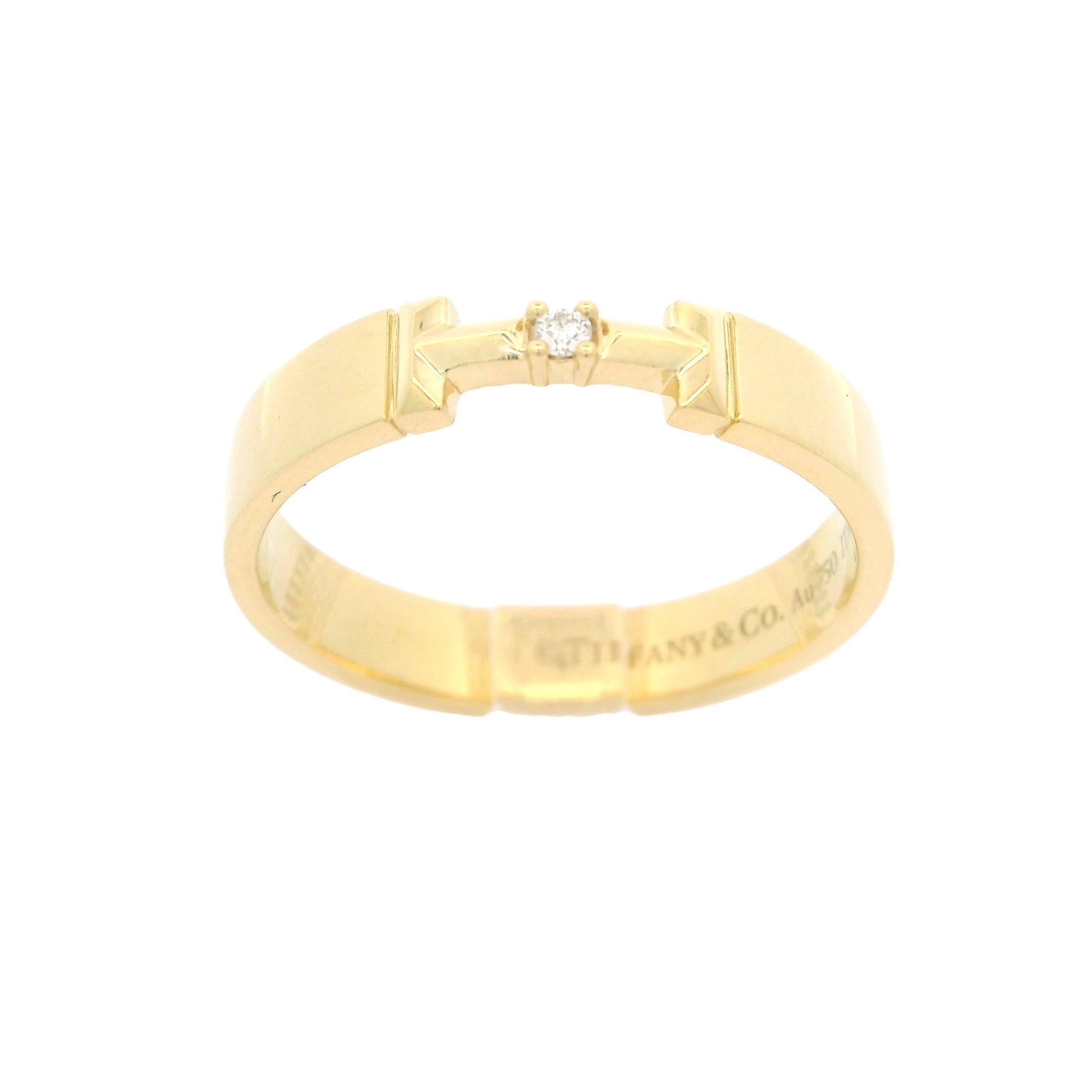Tiffany & Co. T True Link 18k Yellow Gold Diamond Band Ring 4