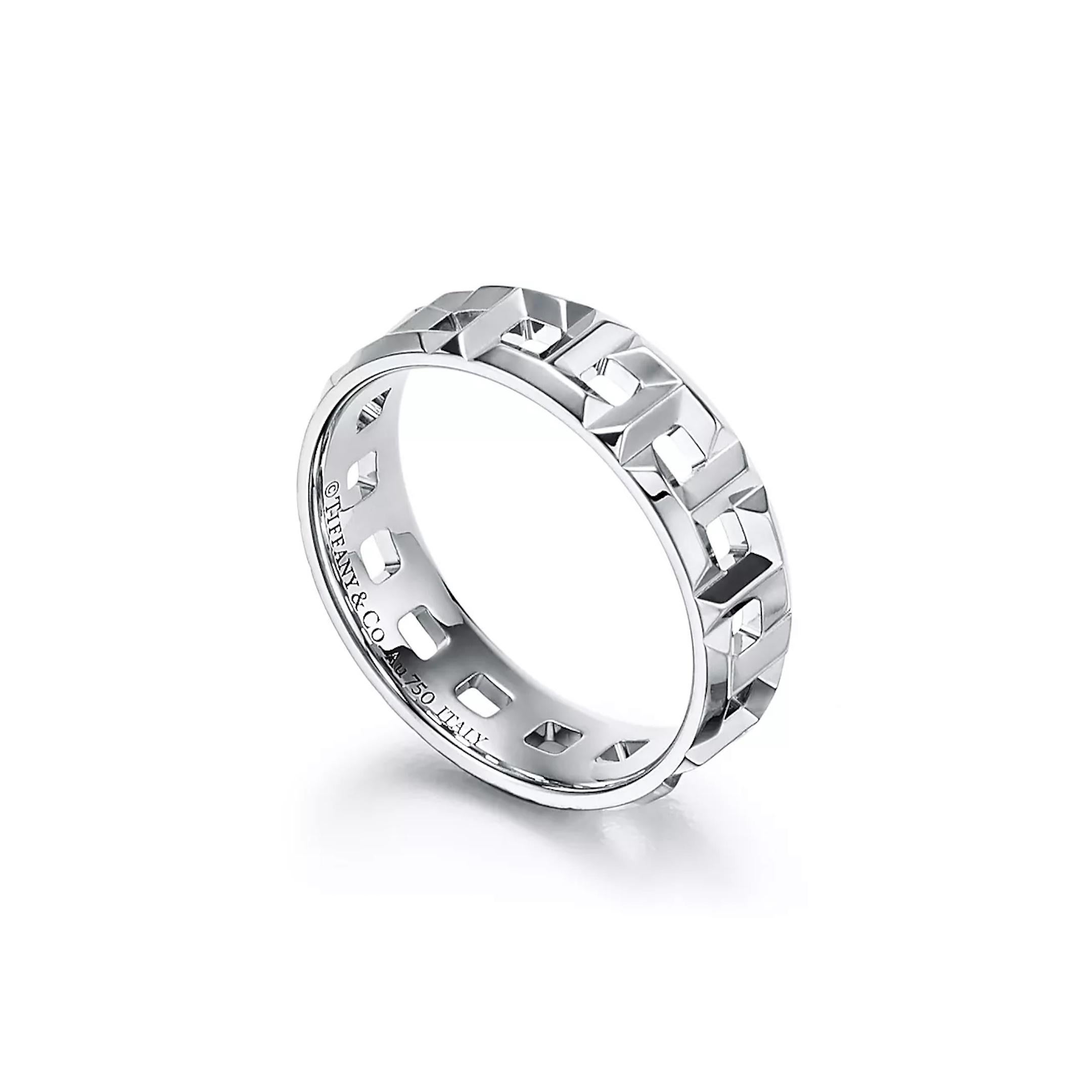 Contemporary Tiffany & Co. T True Wide Ring in 18k White Gold Size 8