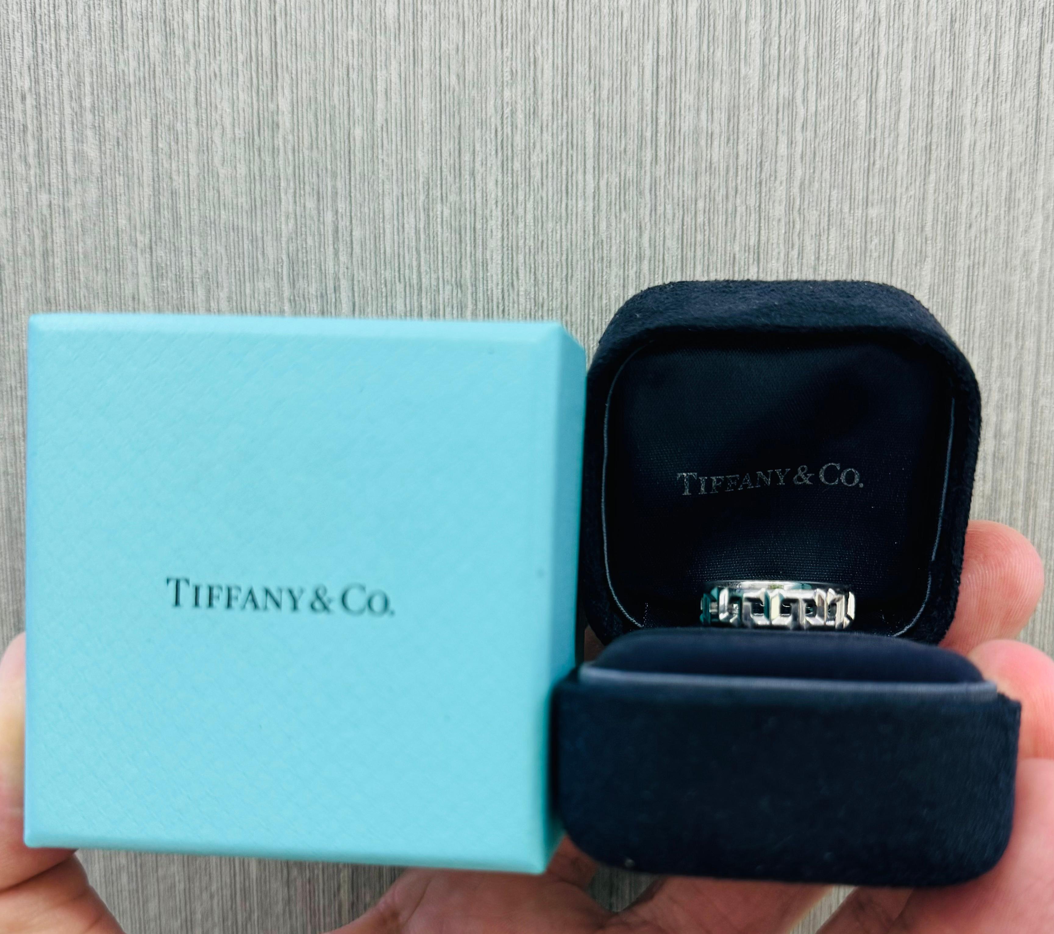 Tiffany & Co. T True Wide Ring in 18k White Gold Size 8 1