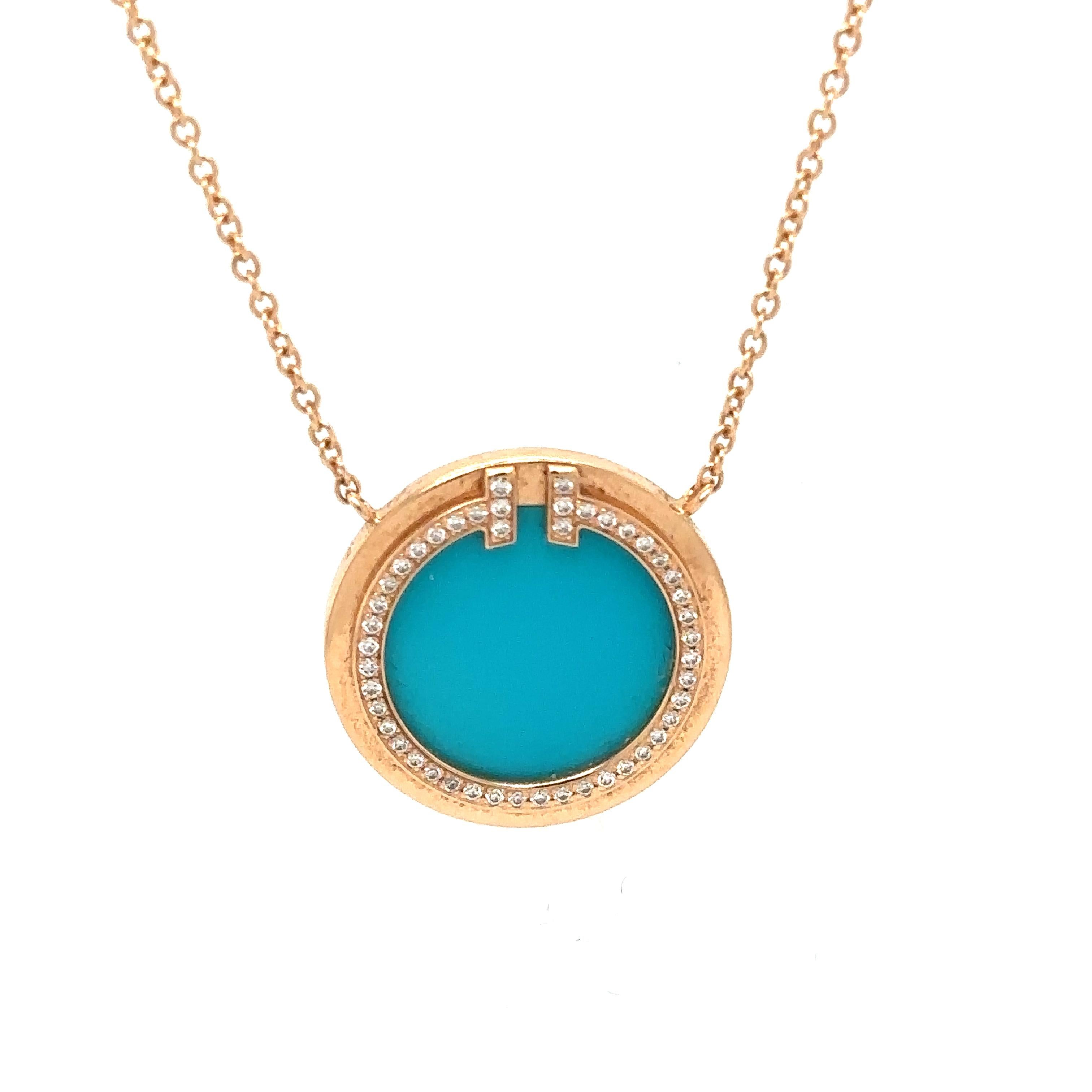 diamond and turquoise circle pendant