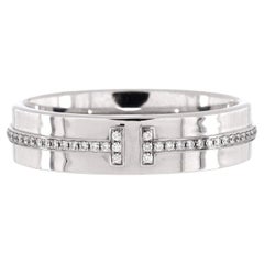 Tiffany & Co. T Two Ring 18k White Gold and Diamonds Wide