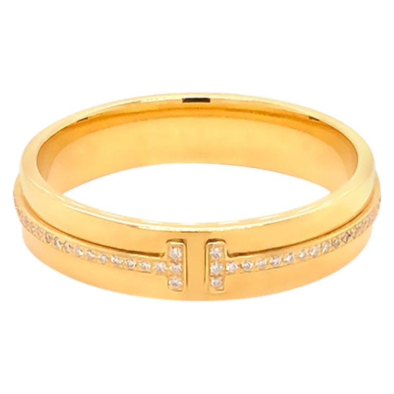 Tiffany & Co. T Wide Diamond Band Ring, 18 Karat Yellow Gold