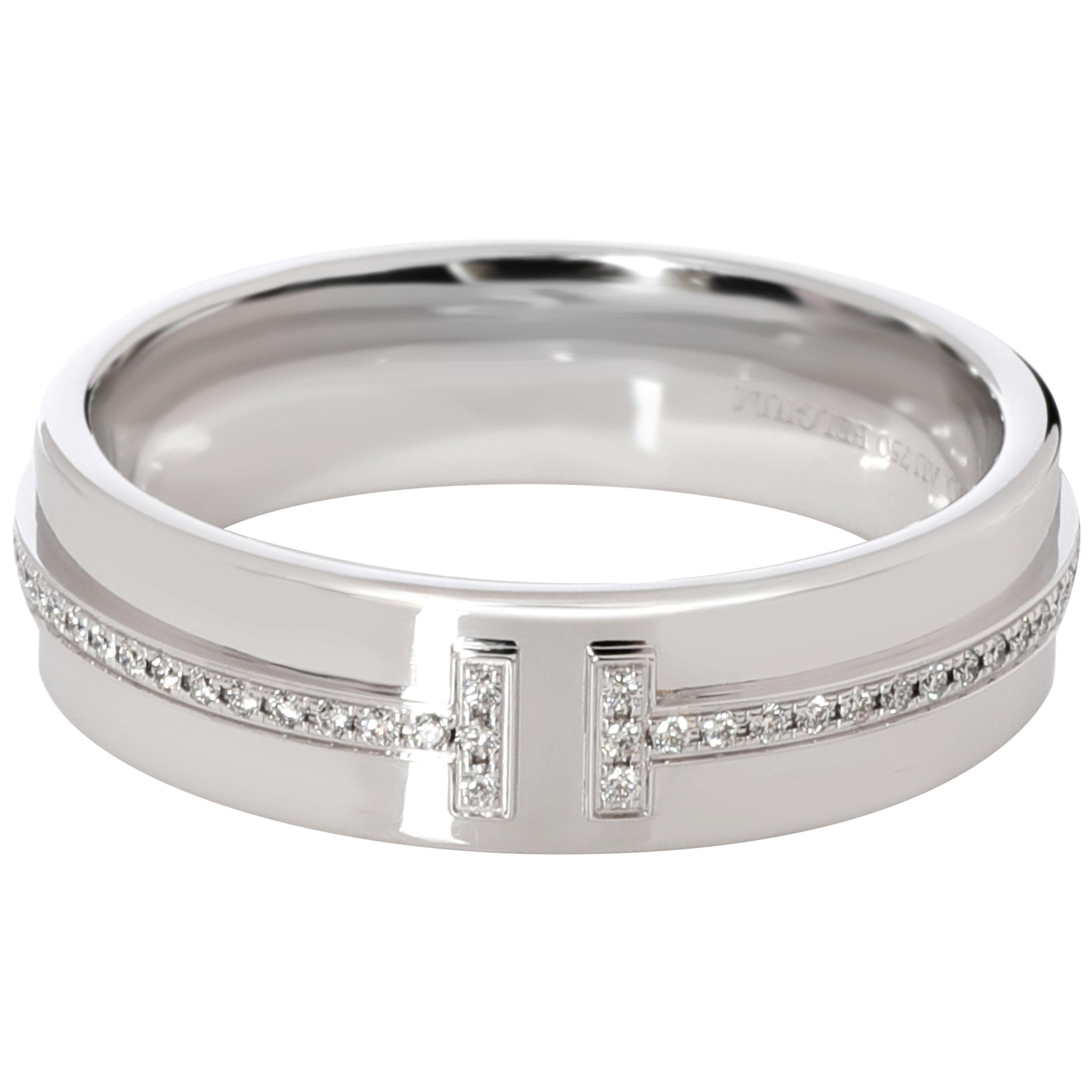 Tiffany & Co. T Wide Diamond Ring in 18 Karat White Gold 0.12 Carat