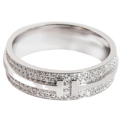 Tiffany & Co. T Wide Pave Diamond Ring in 18K White Gold 0.63 Ctw